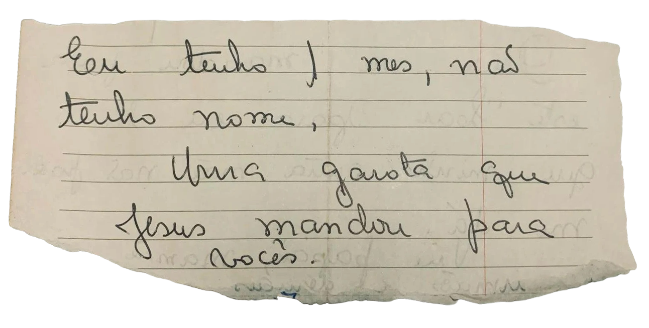 Bilhete encontrado com Lausanne